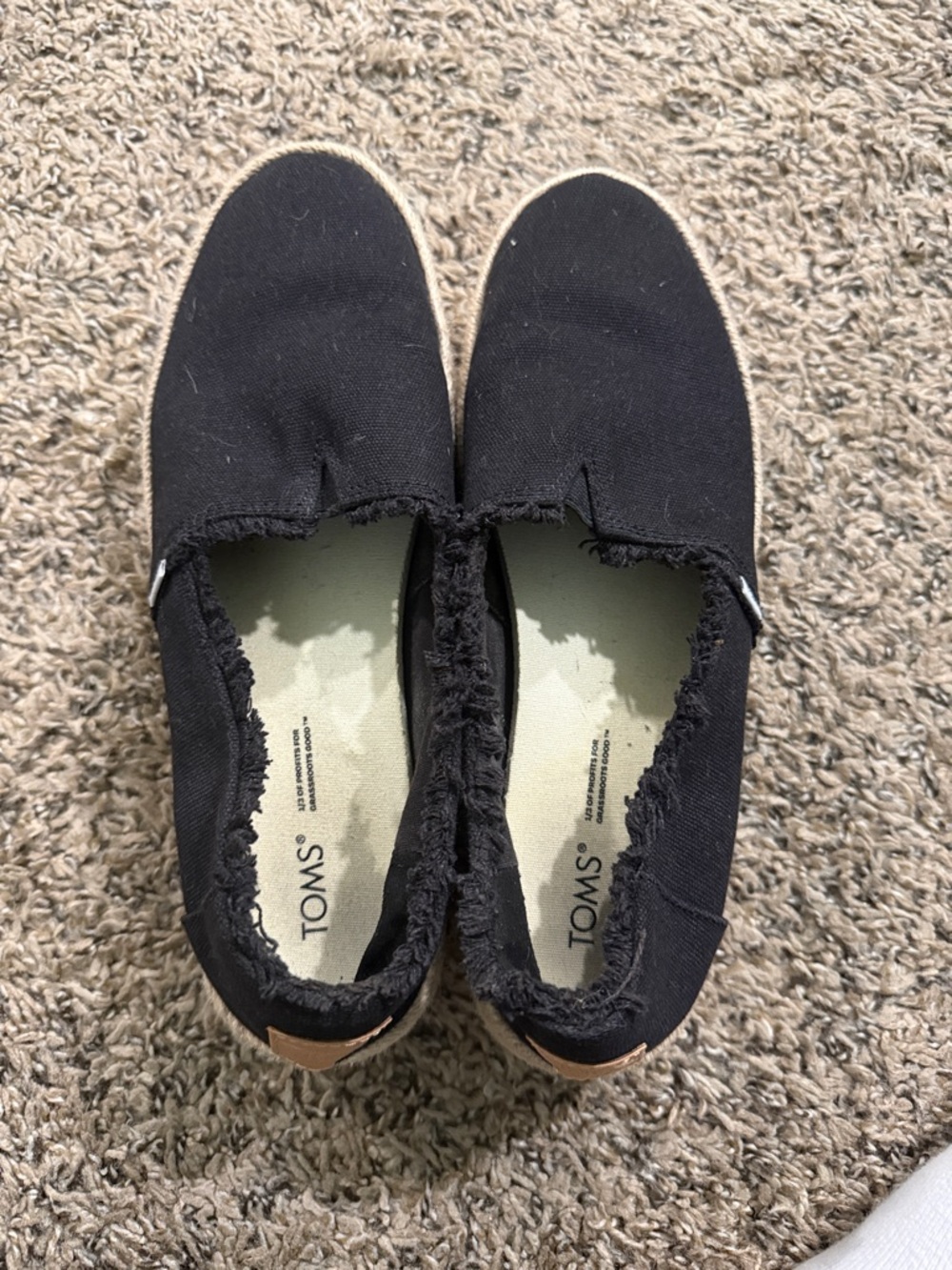 TOMS Black Valencia Platform Espadrilles - women’s 9
